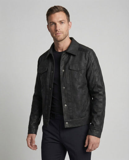 Herren Lederjacke Biker Kurzleder