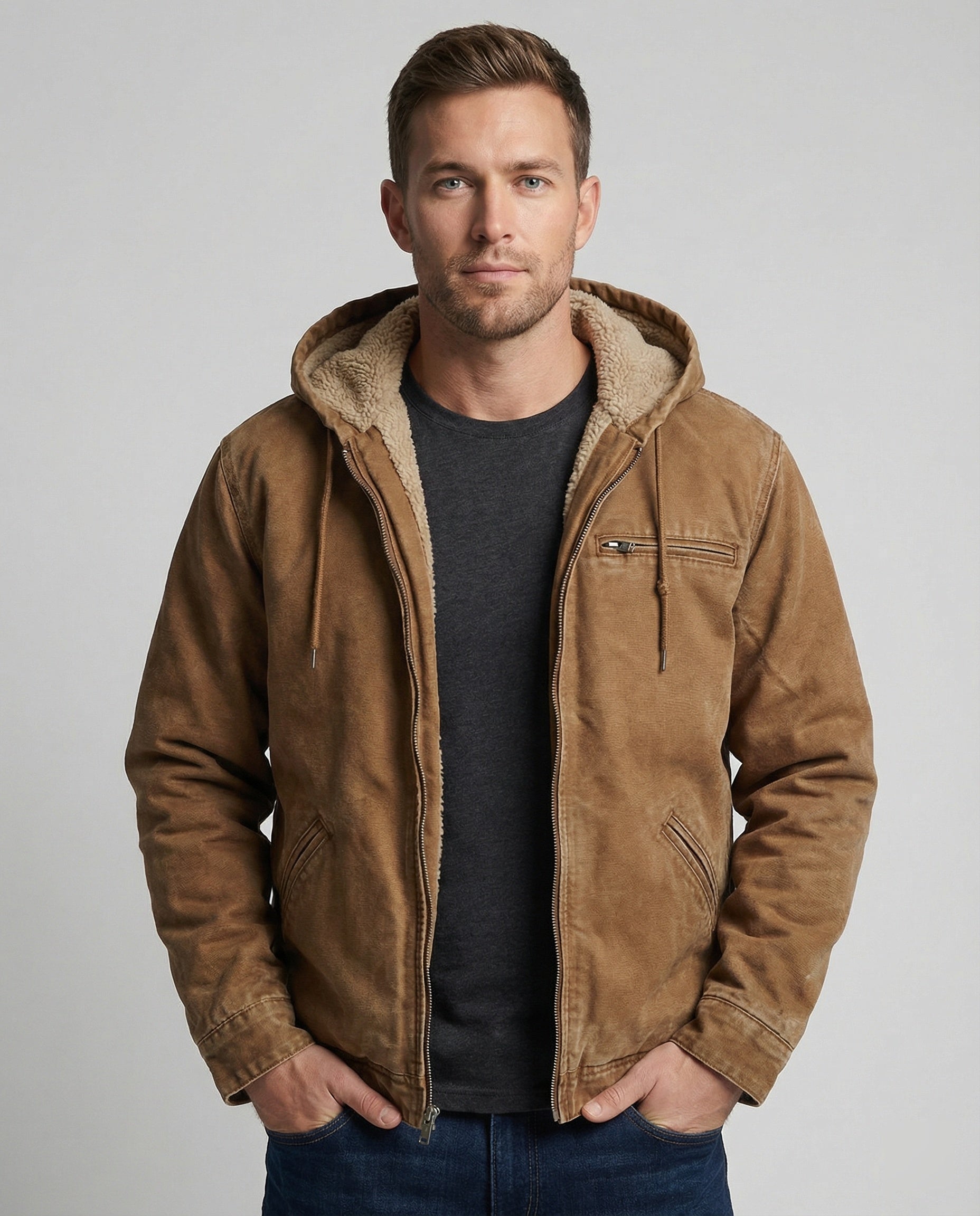 Herren Winterjacke Bomber Robust Warm Schwarz - Norvielle