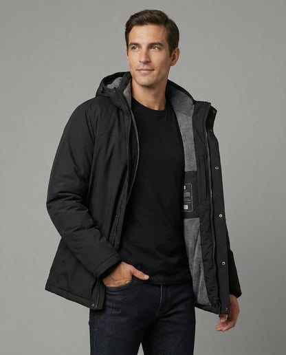 Herren Wintermantel Wollstoff Schwarz - Norvielle