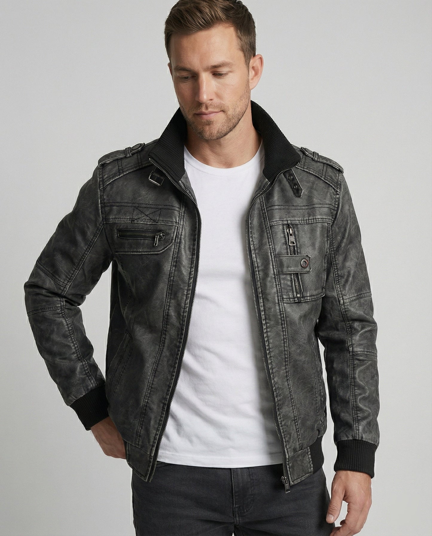 Herrenjacke Elegantes Design Schwarz - Norvielle
