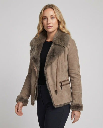 Norvielle Damen Winterjacke Elegant Kragen Schwarz - Norvielle