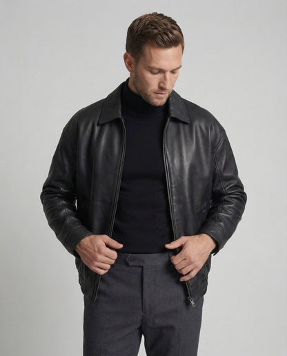 Herren Lederjacke Minimalistisches Design