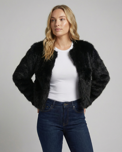 Damen Kunstpelz Kurzmantel - Norvielle