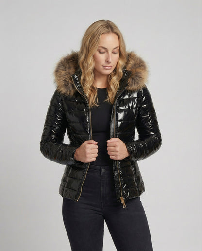 Damen Pelzkapuzen Puffermantel - Norvielle