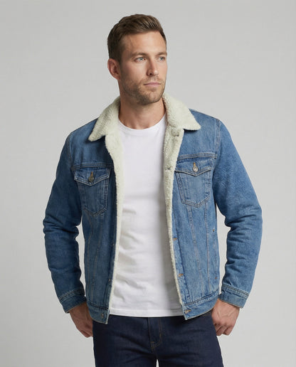 Herren Denimjacke Warm Winterblau - Norvielle