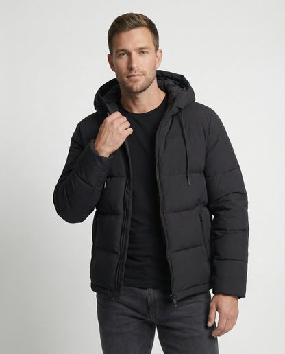 Herren Winterjacke Warme Pufferjacke Schwarz - Norvielle