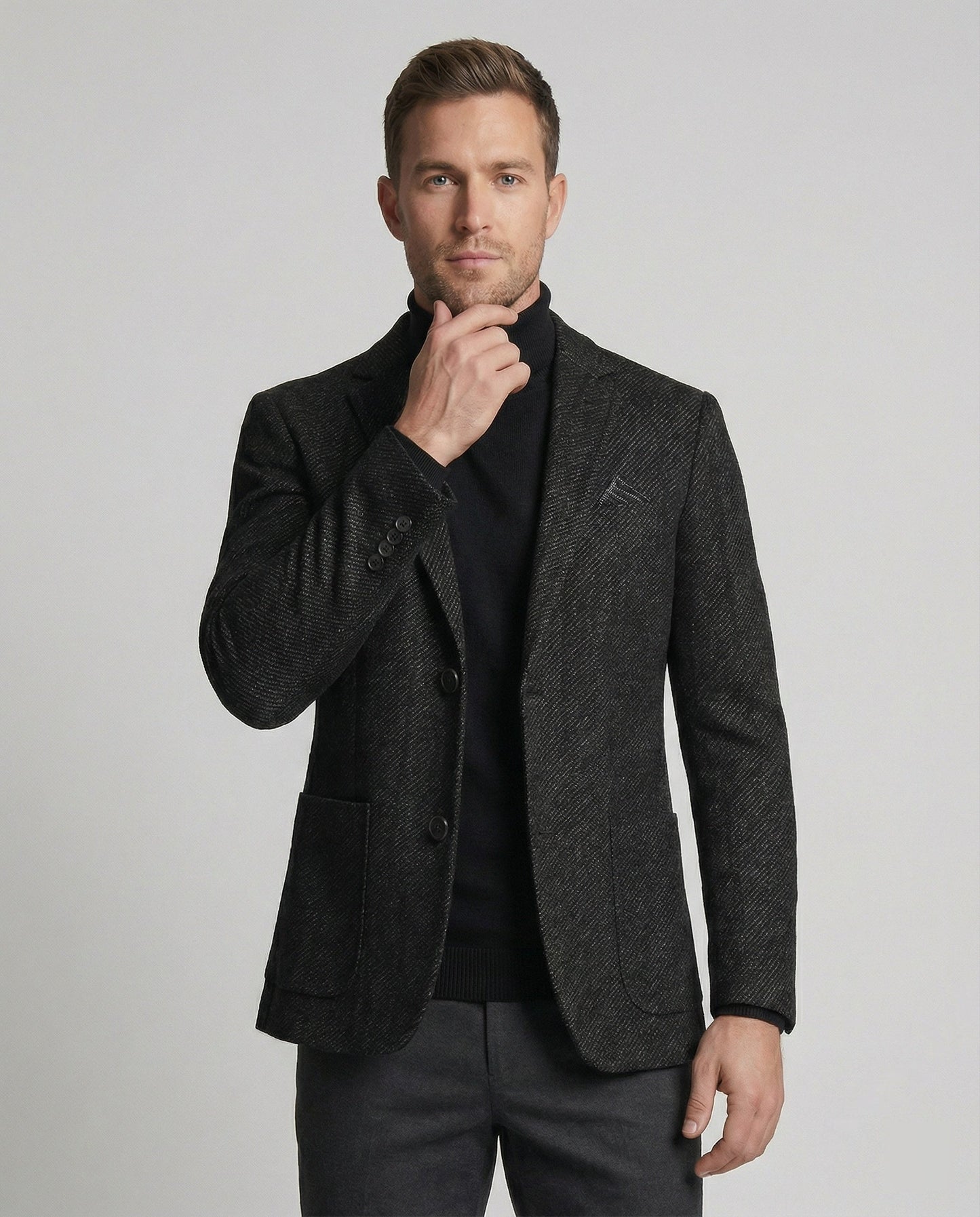 Herren Slimfit Sakko Tweed 2-Knopf