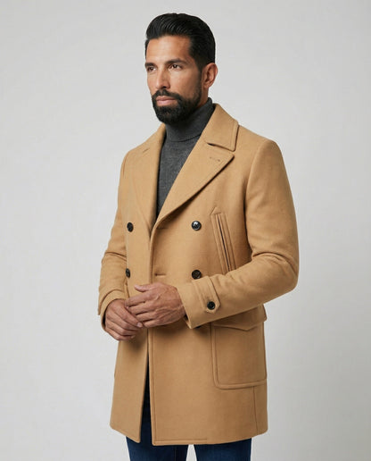 Herren Wollmantel Elegantes Design Doppelknopf