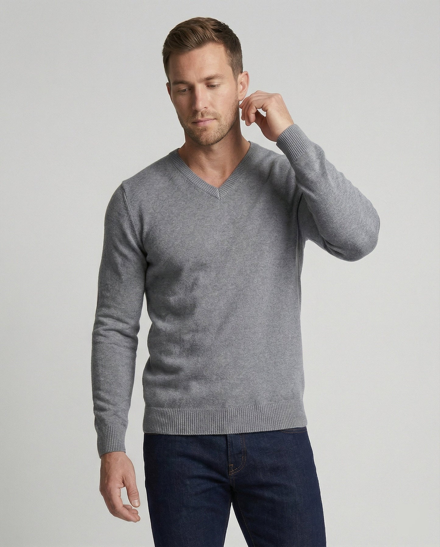Herren Feinstrick Pullover V-Ausschnitt - Norvielle