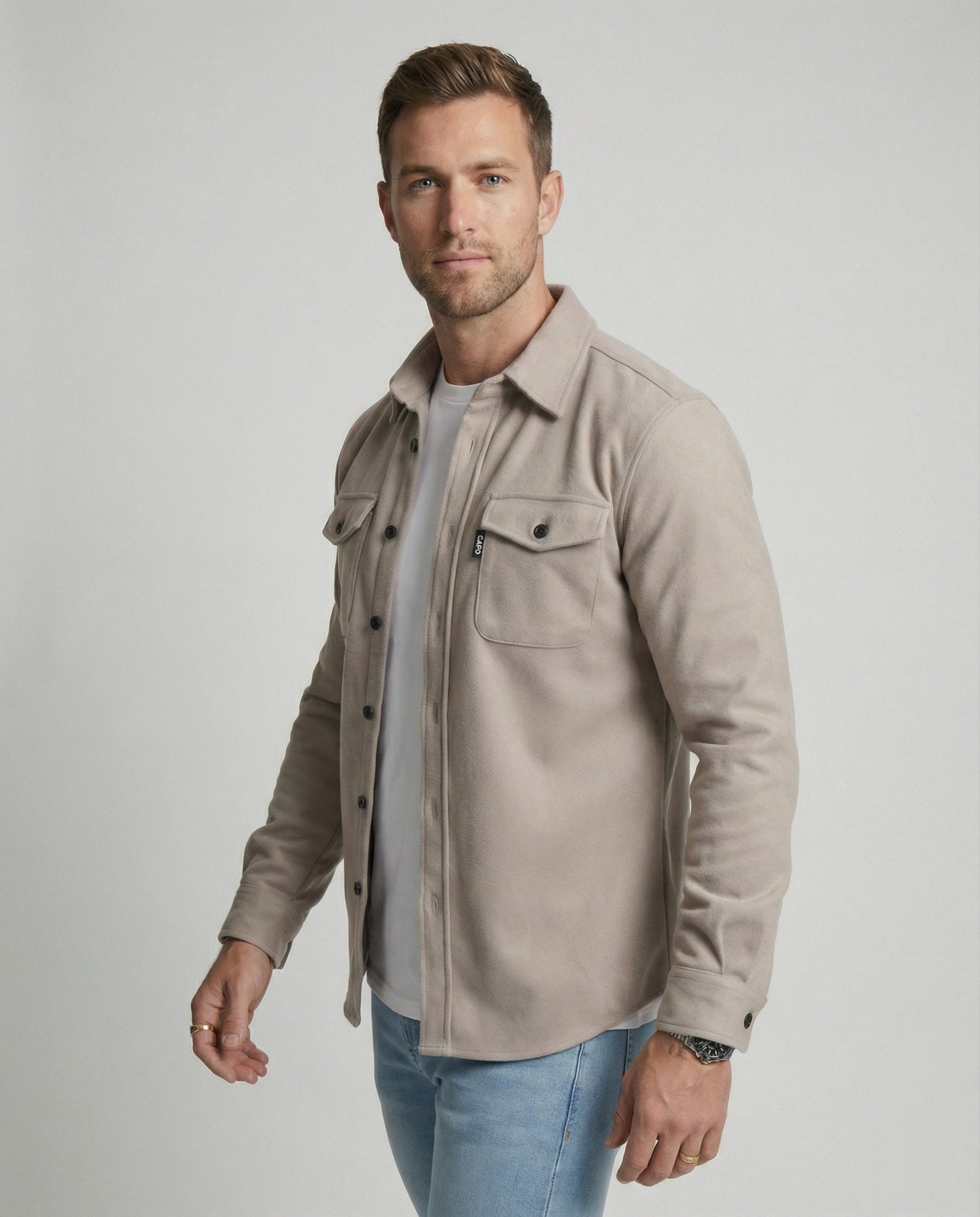 Herren Herbst-Hemd Baumwolle Beige - Norvielle
