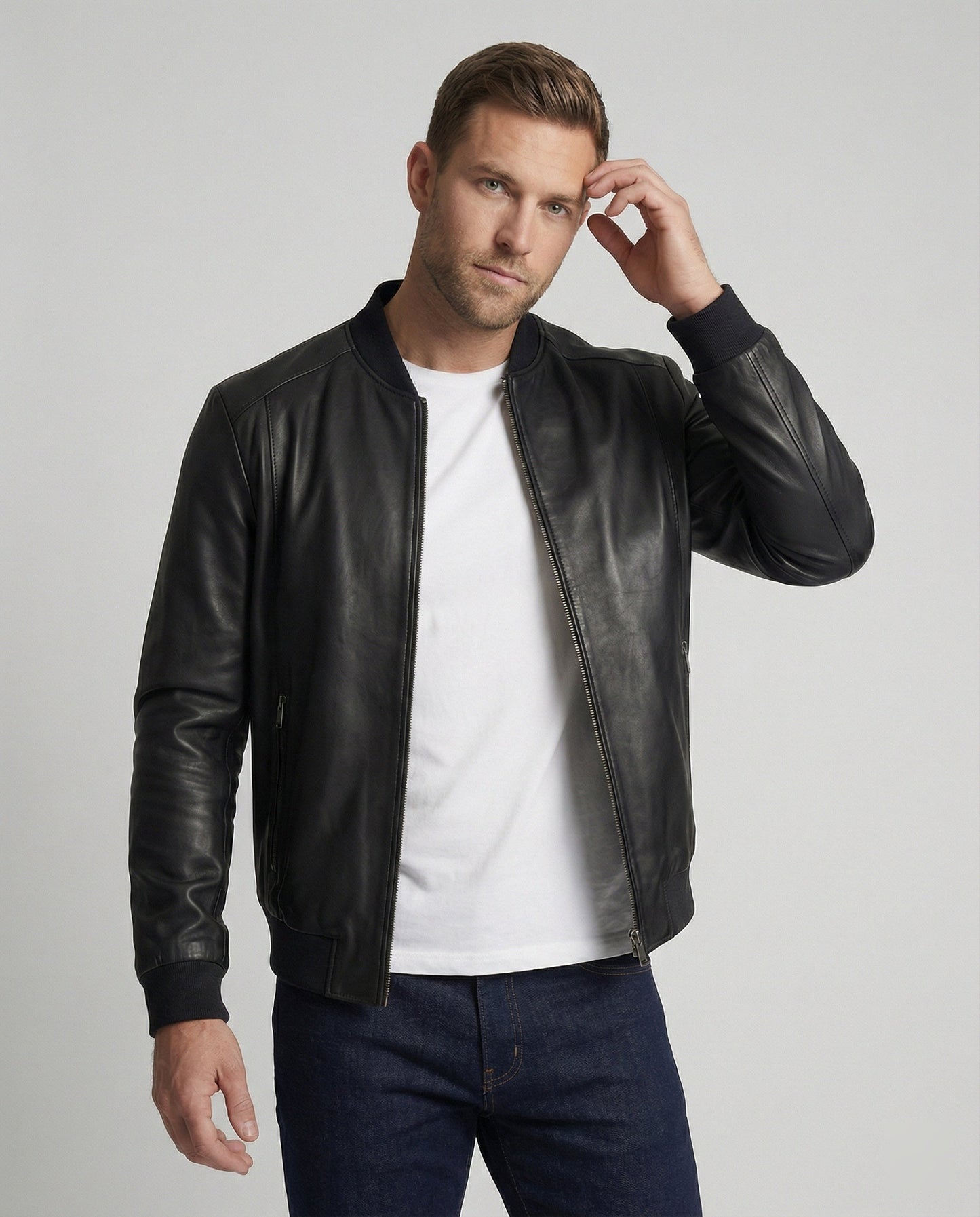 Herren Lederbomberjacke
