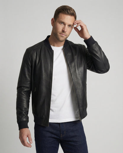 Herren Lederbomberjacke