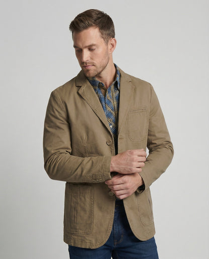 Herren Blazer Baumwolle Leicht Beige