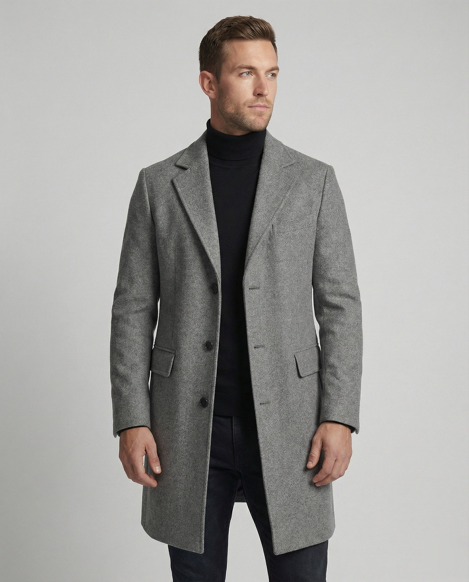 Herren Wintermantel Revers Elegantes Design Schwarz - Norvielle