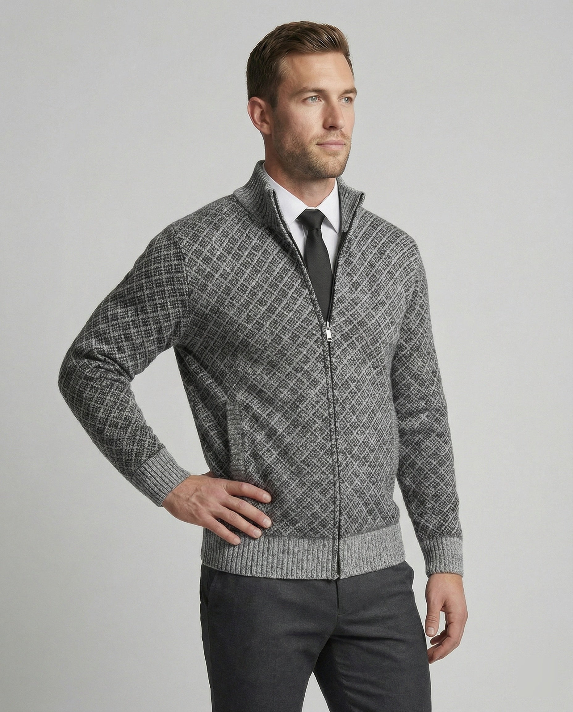 Herren Strickjacke Mit Reißverschluss - Norvielle