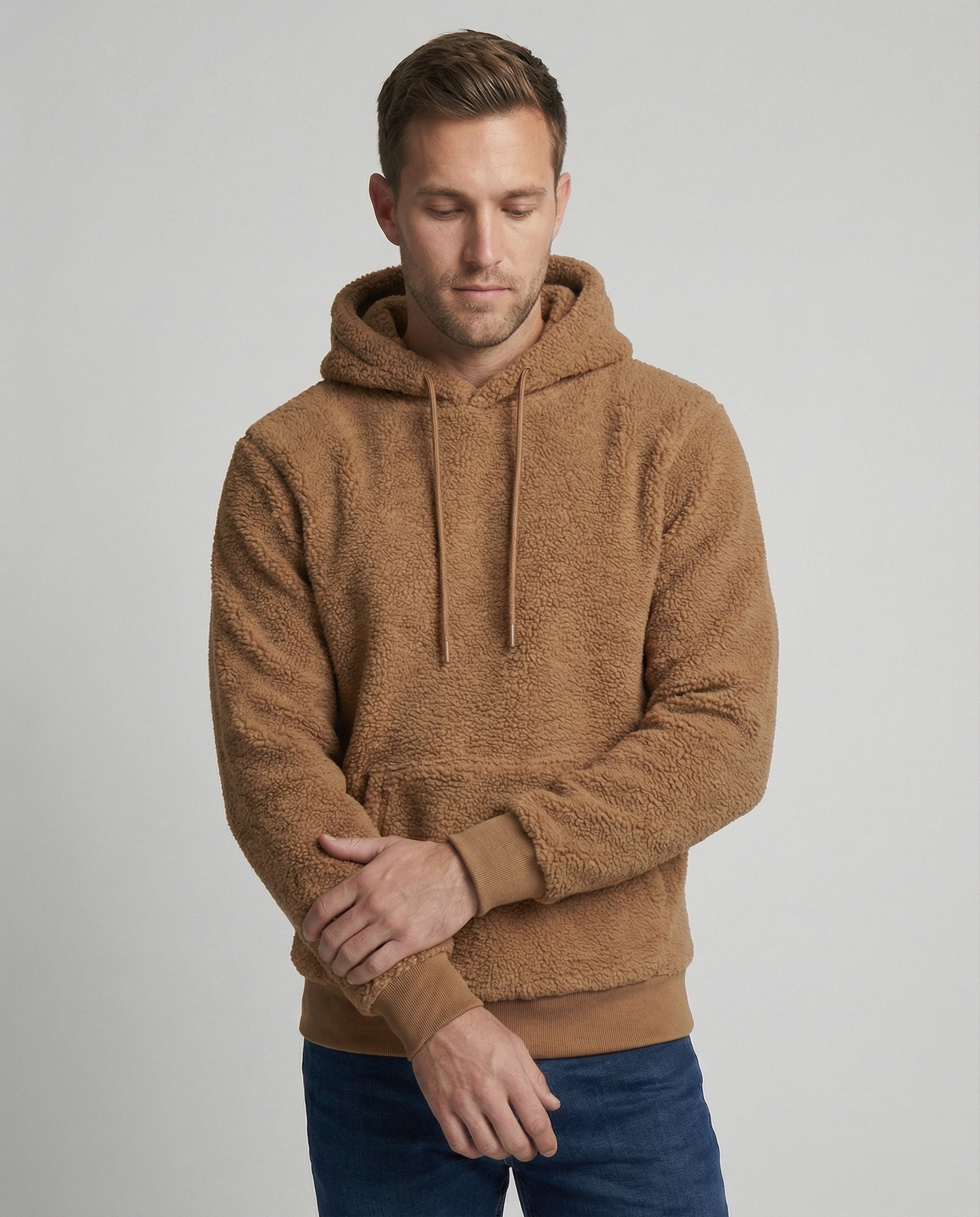Herren Teddy Pullover Kuscheliger Baumwolle Beige - Norvielle