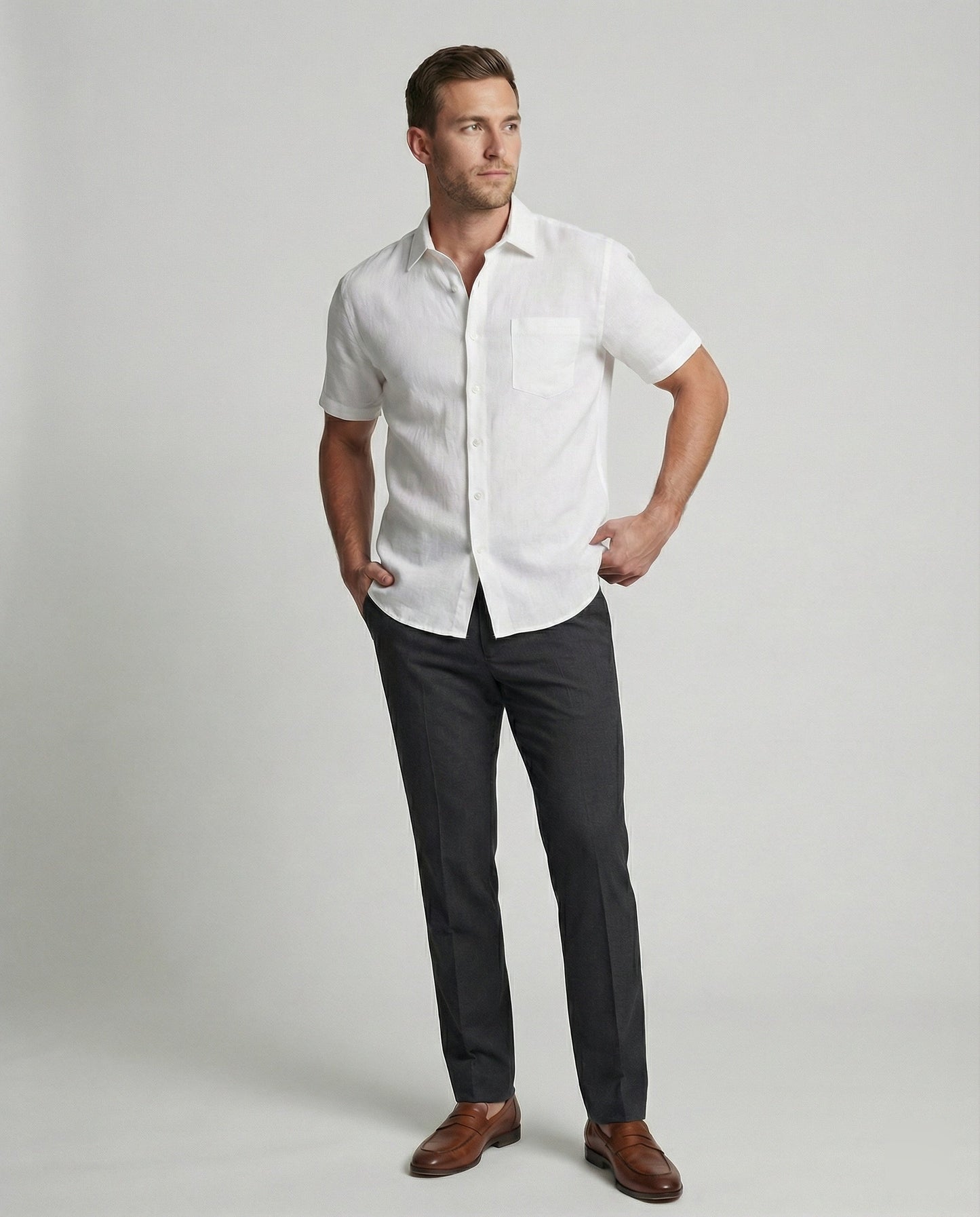 Herren Hawaiihemd Kurzarm Palmenprint