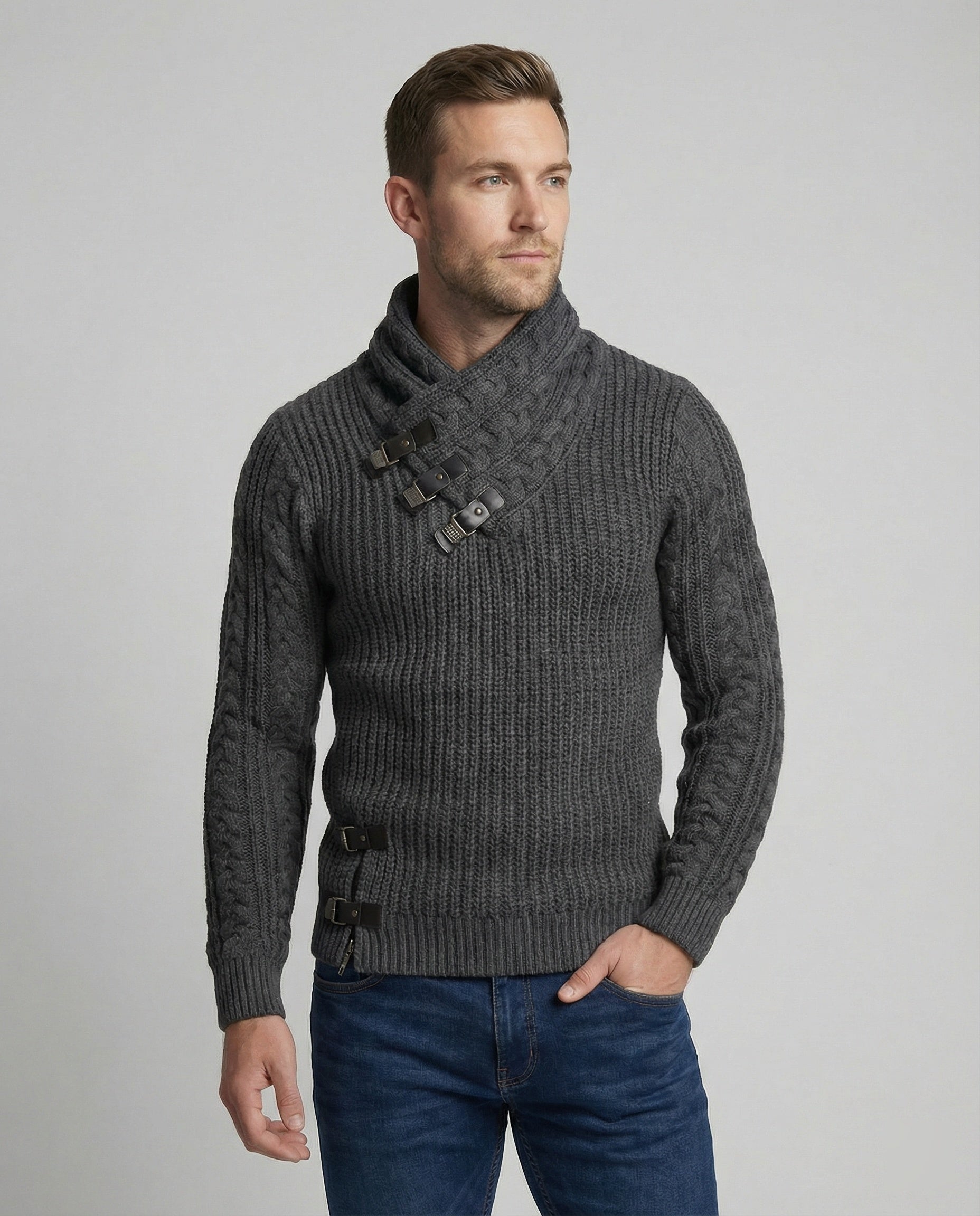 Herren Asymmetrischer Strickpullover - Norvielle