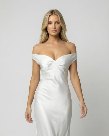 Damen Maxikleid Satin Elegant