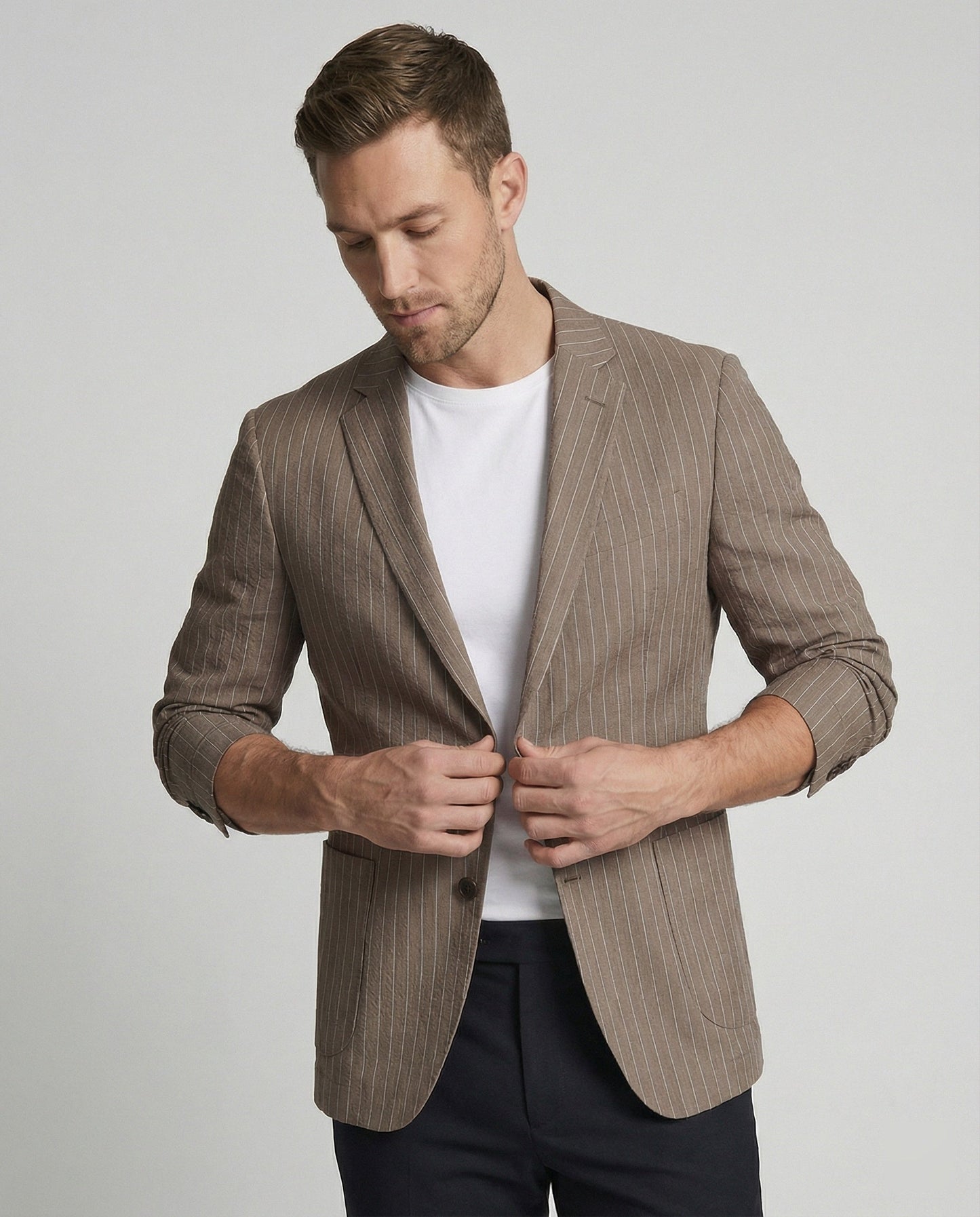 Herren Slimfit Sakko Nadelstreifen Sommer