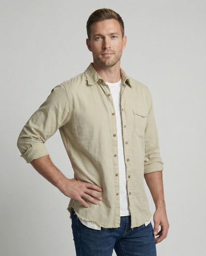 Herren Button-Down-Hemd Lässig Asymmetrischer Saum - Norvielle