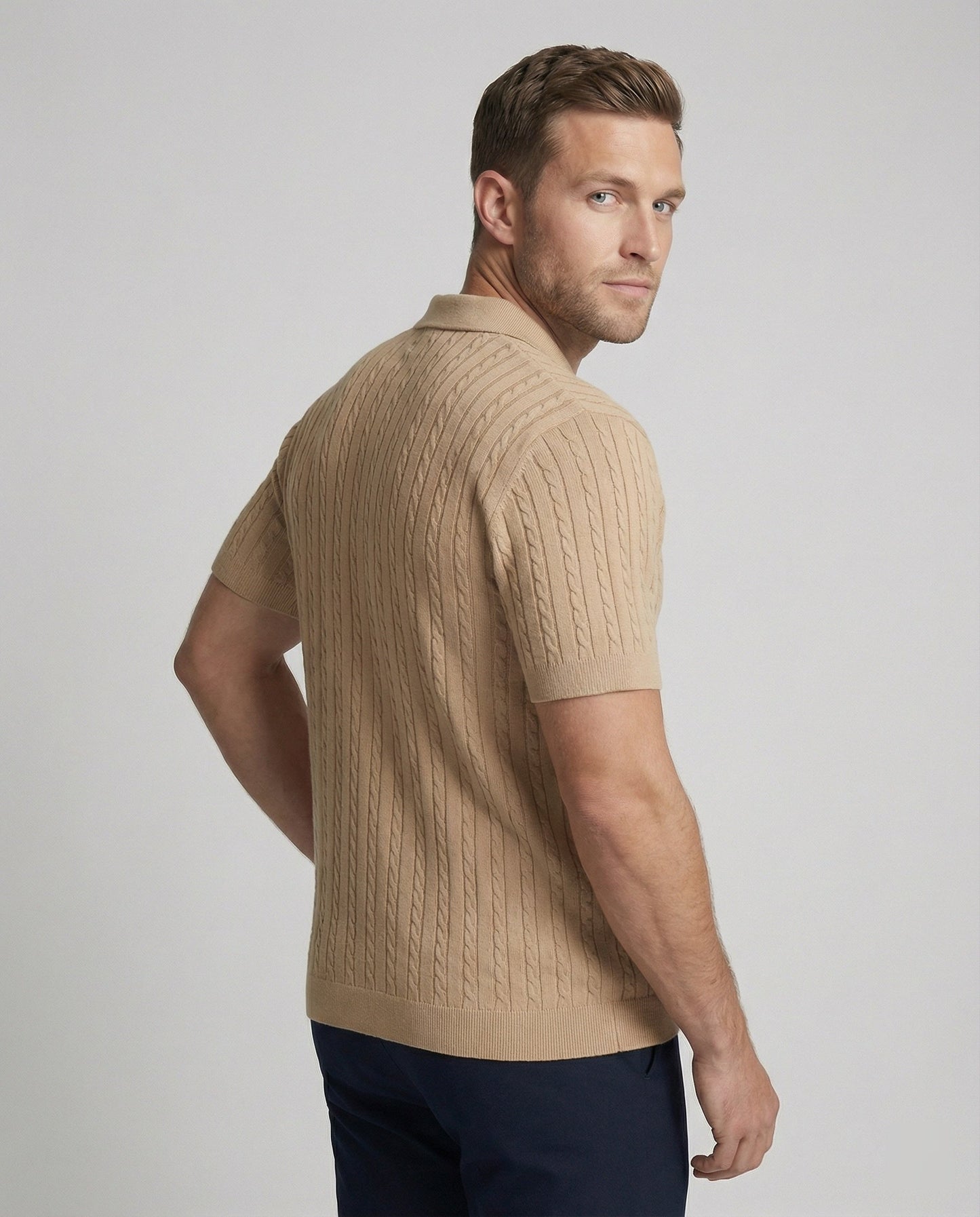 Herren Kurzarm Strickhemd