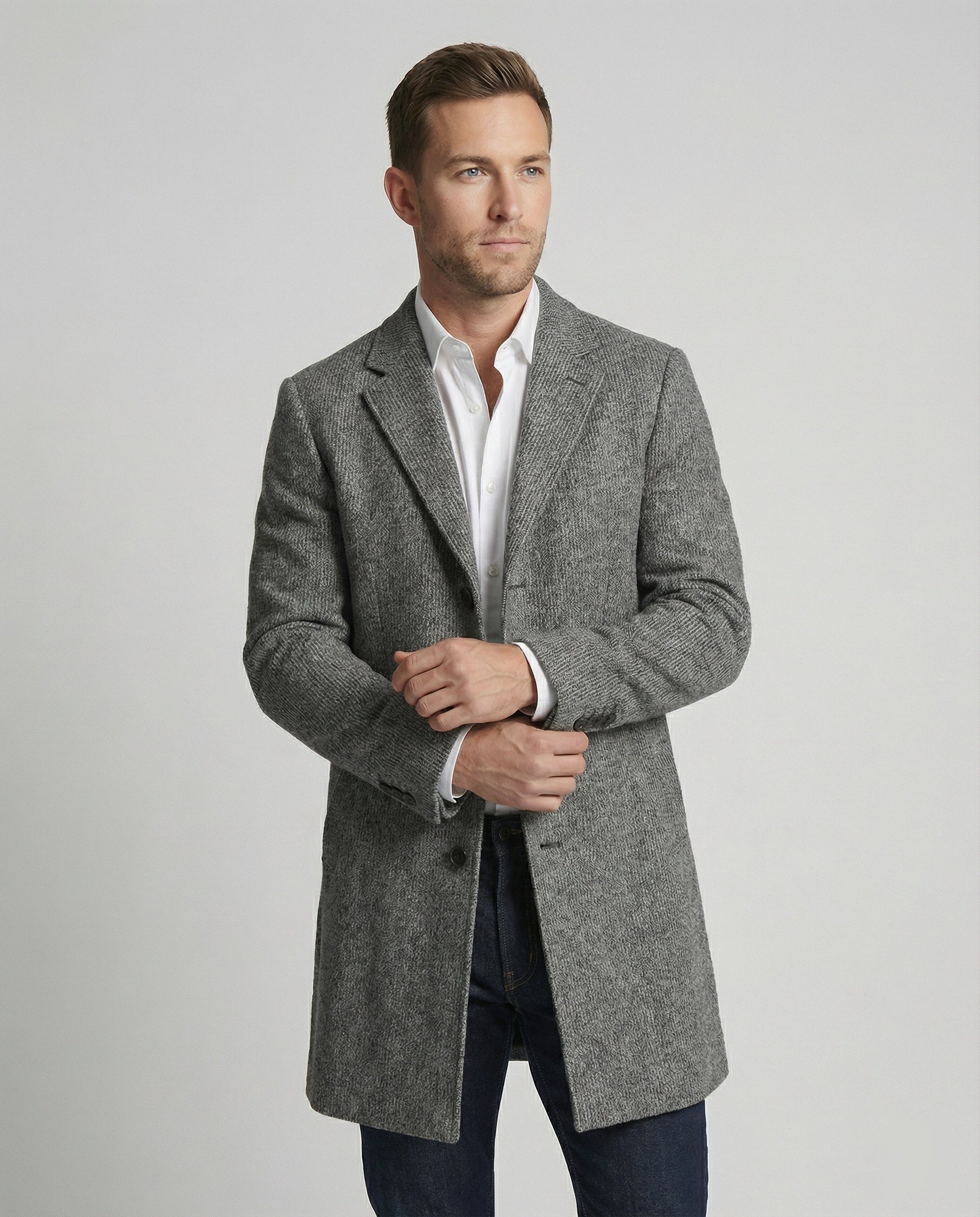 Herren Mantel Elegant Herbst Leder Braun - Norvielle