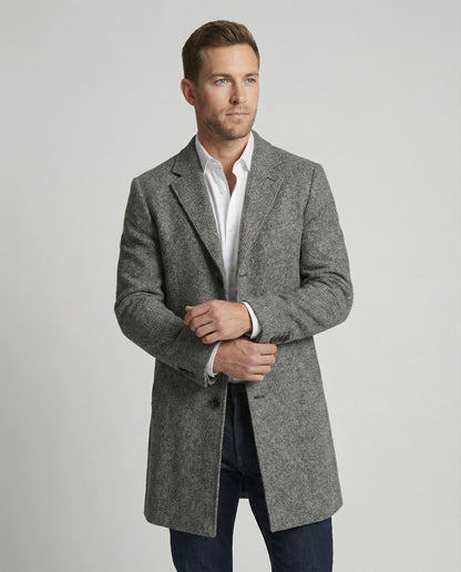 Herren Mantel Elegant Herbst Leder Braun - Norvielle