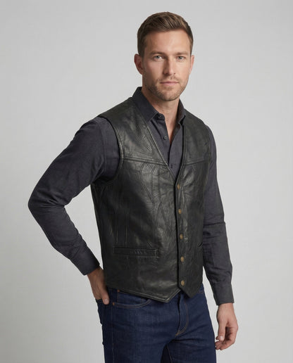 Herren Lederweste Biker Stil