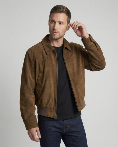 Herren Bomberjacke aus Veloursleder
