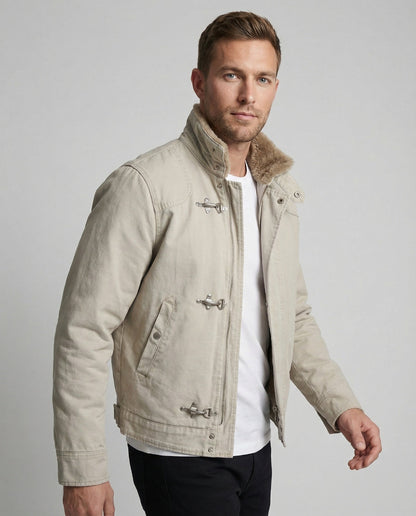 Herren Canvasjacke Teddykragen