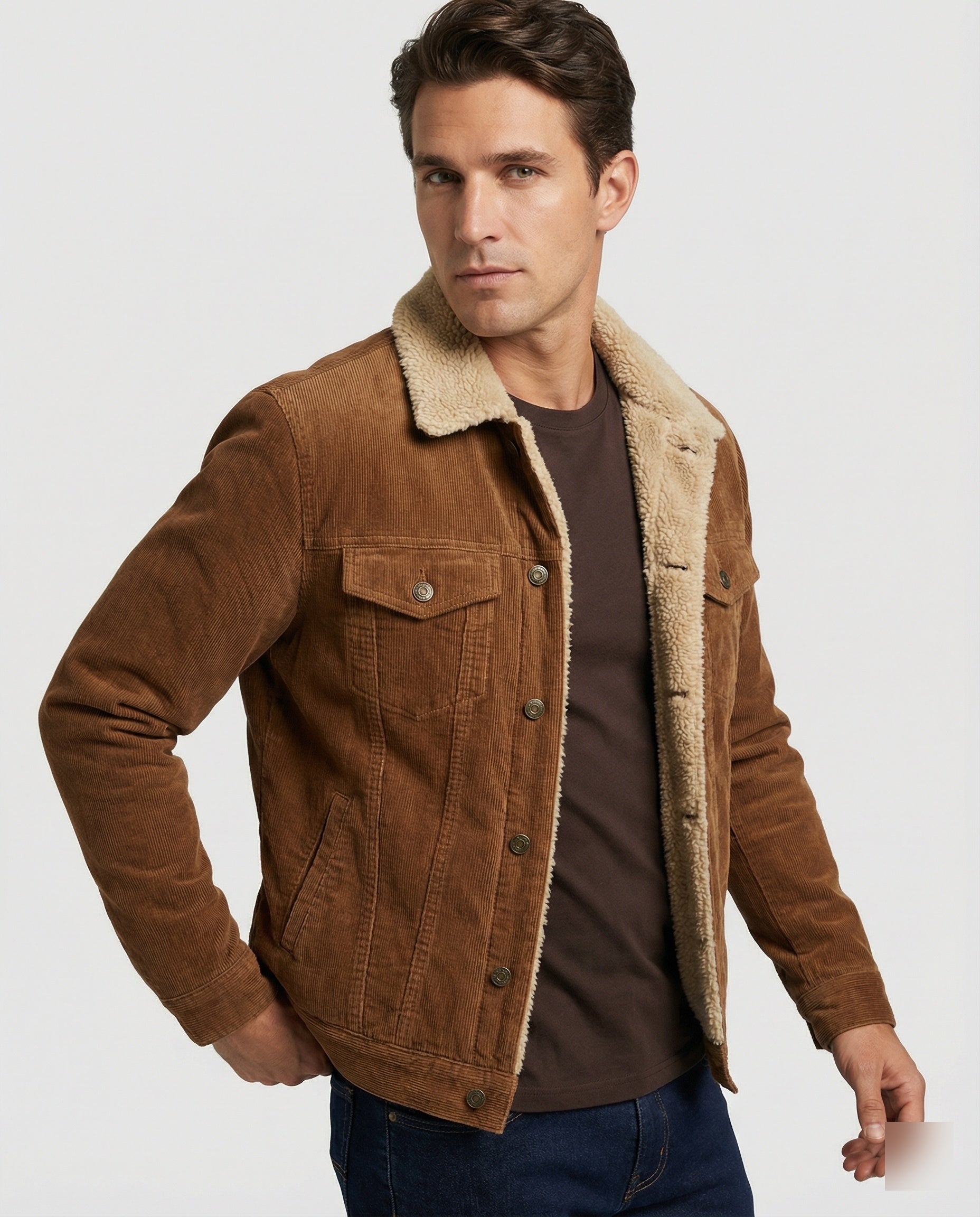 Herren Cordjacke Elegant Braun - Norvielle