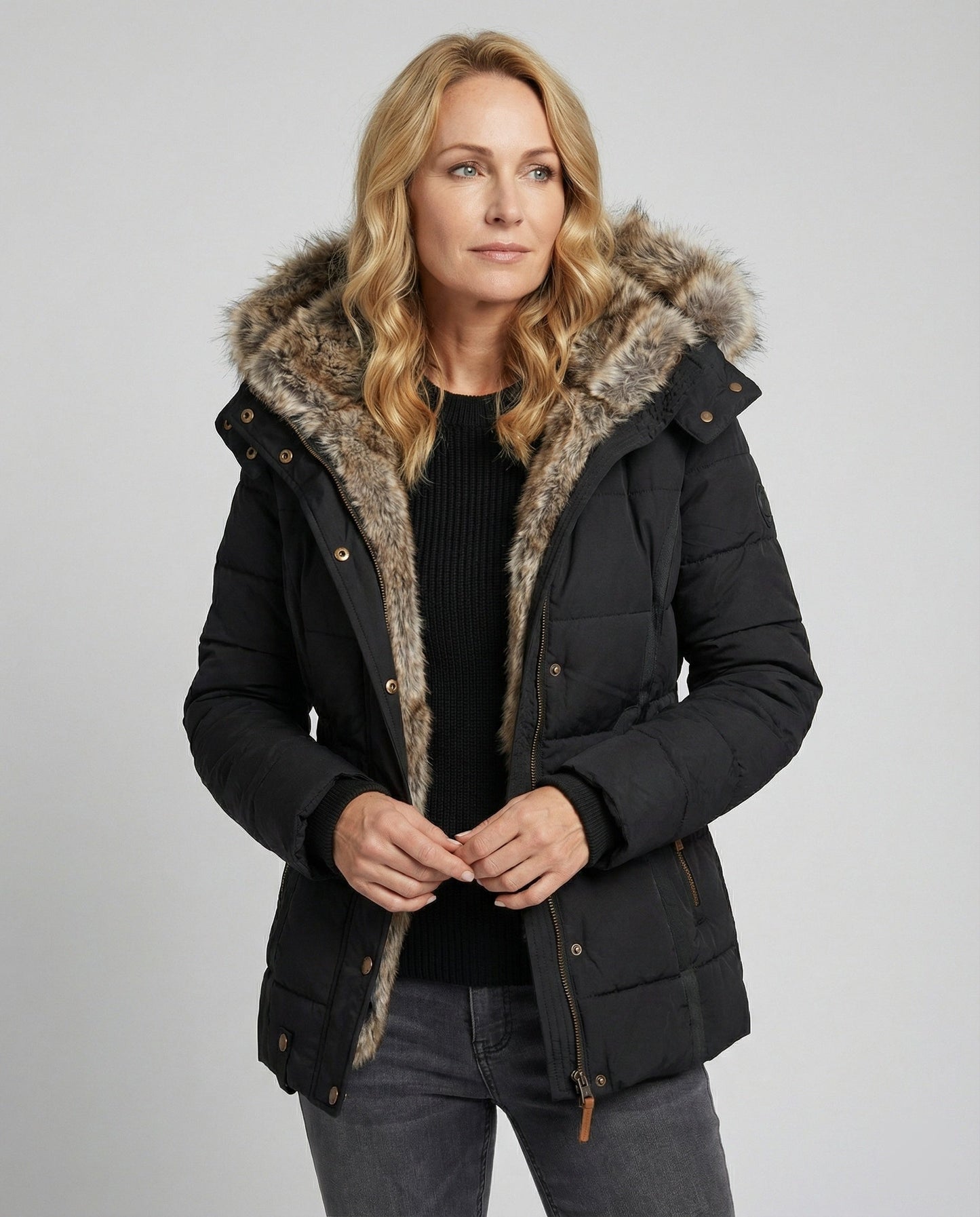 Norvielle Damen Winterjacke Wasserdicht Innenfutter Kapuze