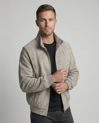 Herren Veloursjacke Kurz Stehkragen