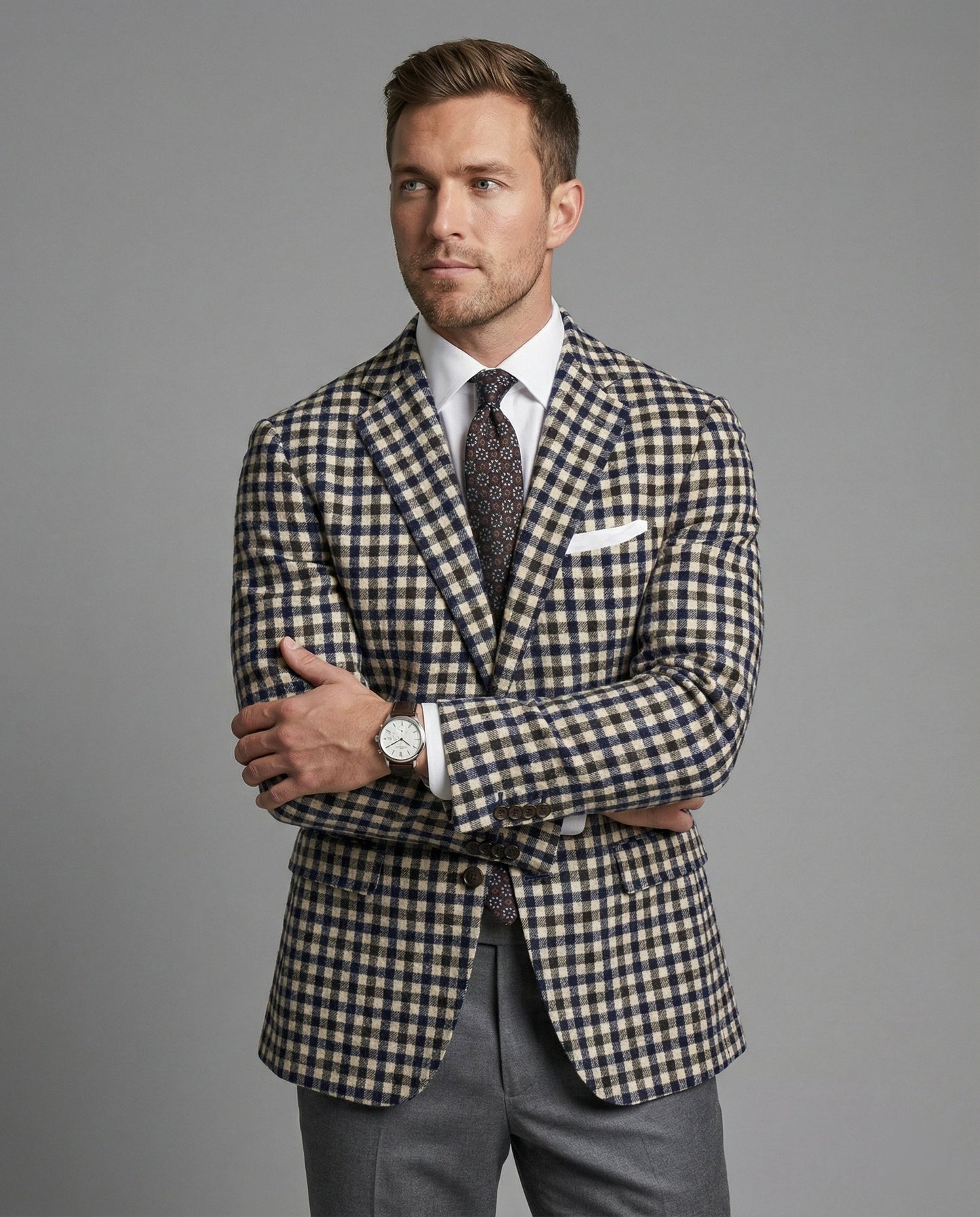 Herren Karierter Blazer Sportlich Eleganter Blazer - Norvielle