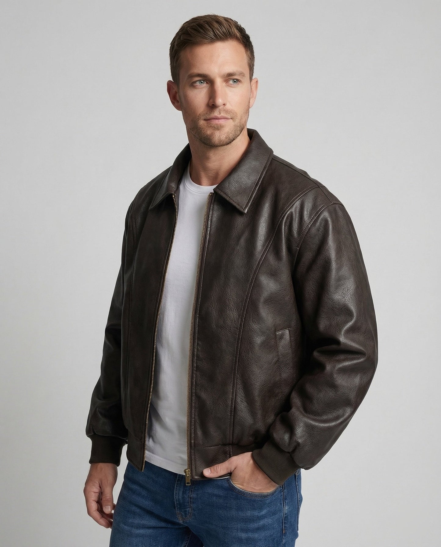 Herren Leder Bomberjacke