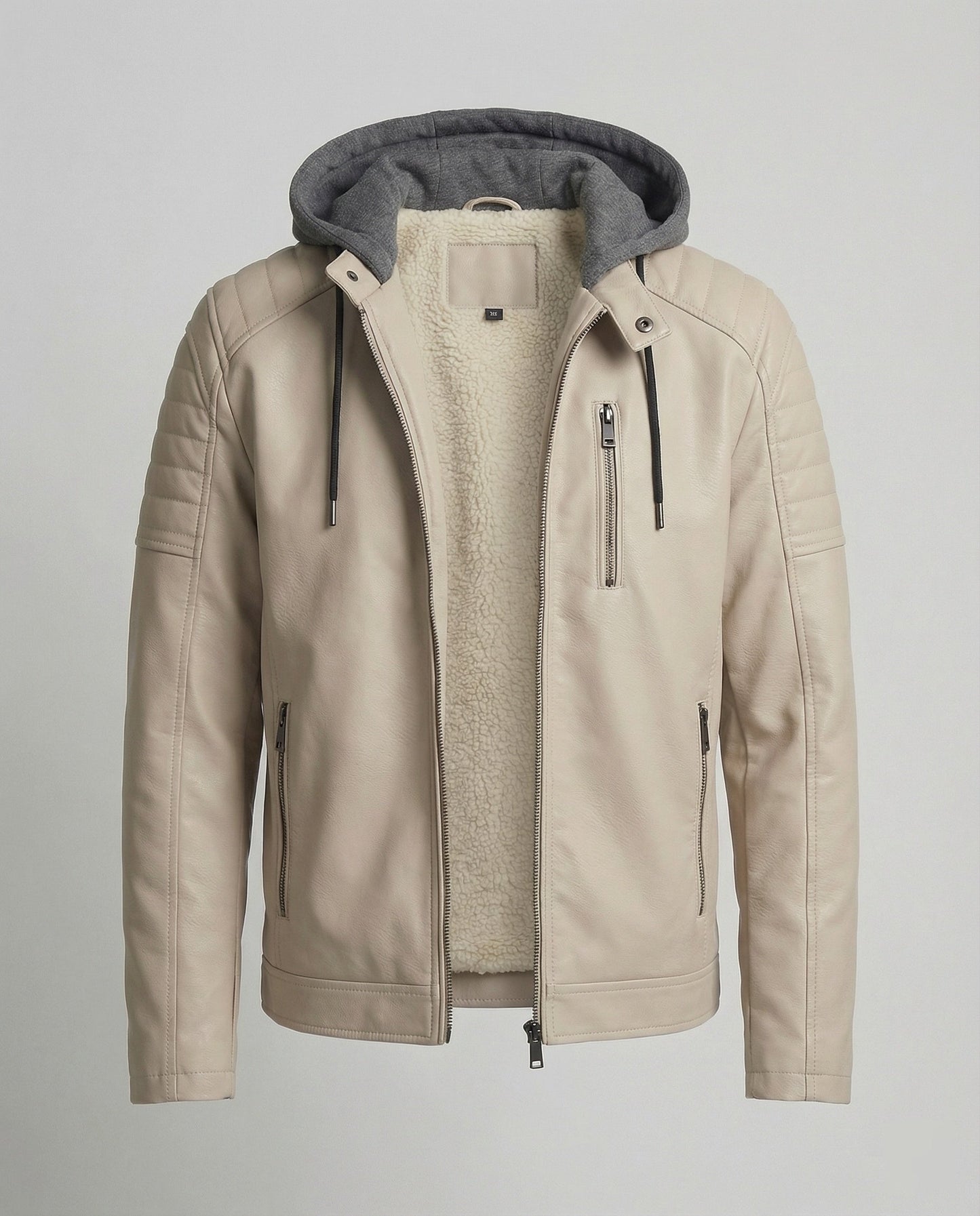 Herren Lederjacke Kapuzenlederjacke