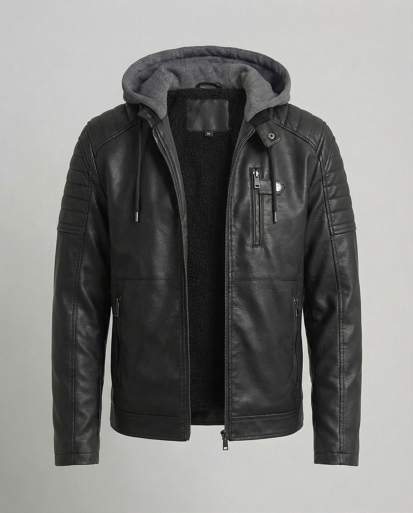 Herren Lederjacke Kapuzenlederjacke