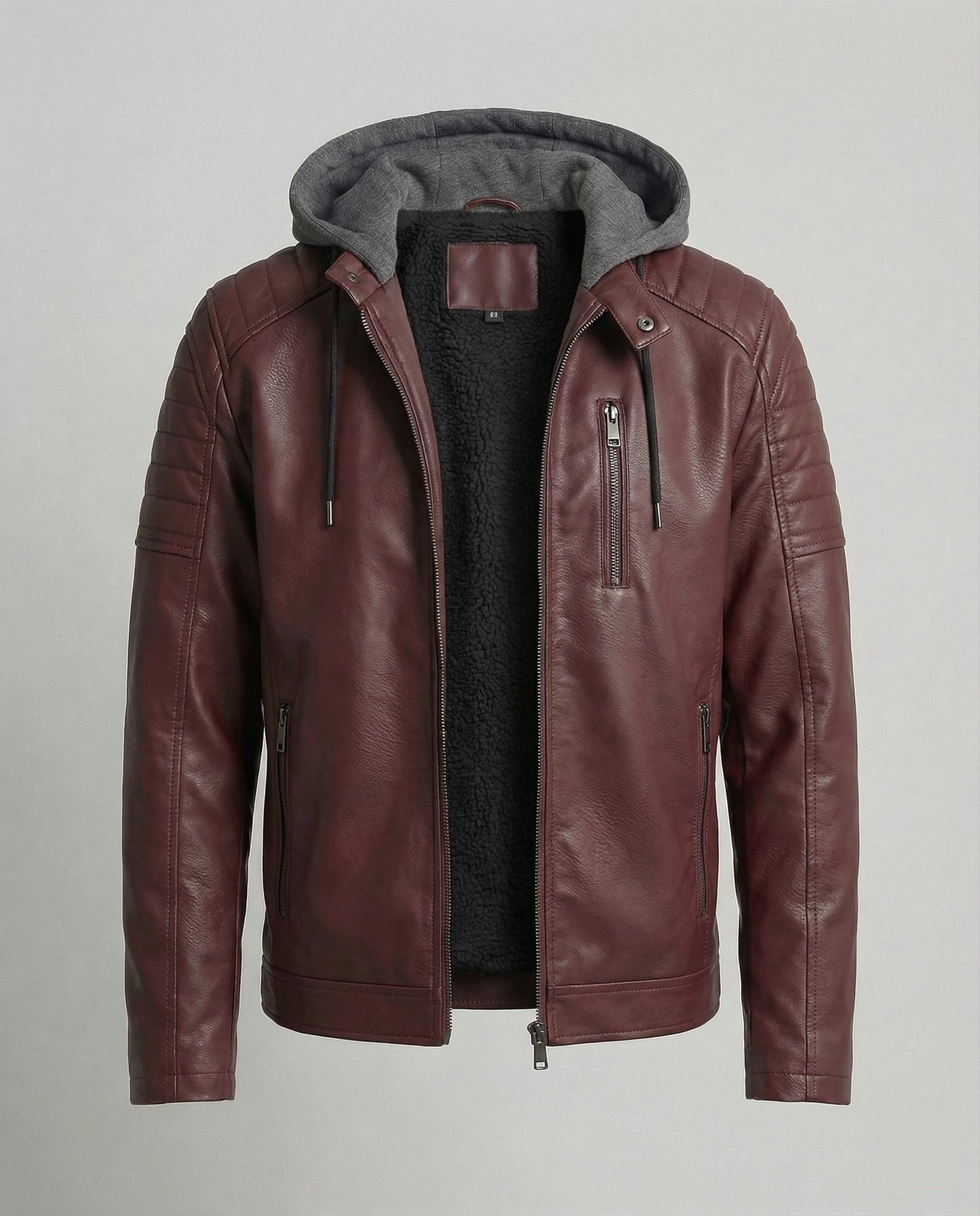 Herren Lederjacke Kapuzenlederjacke