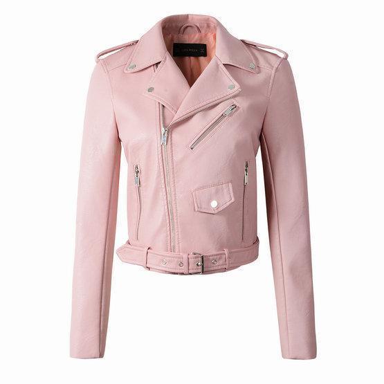 Damen Bikerjacke Asymmetrischer Reißverschluss Leder