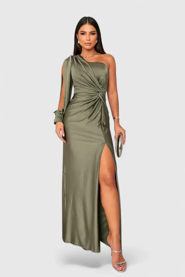 Damen Abendkleid Einer Schulter Raffung