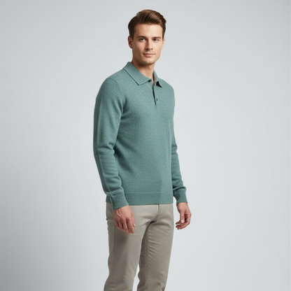 Herren Kaschmir Poloshirt Elegantes Design Beige
