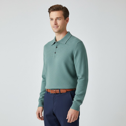 Herren Kaschmir Poloshirt Elegantes Design Beige