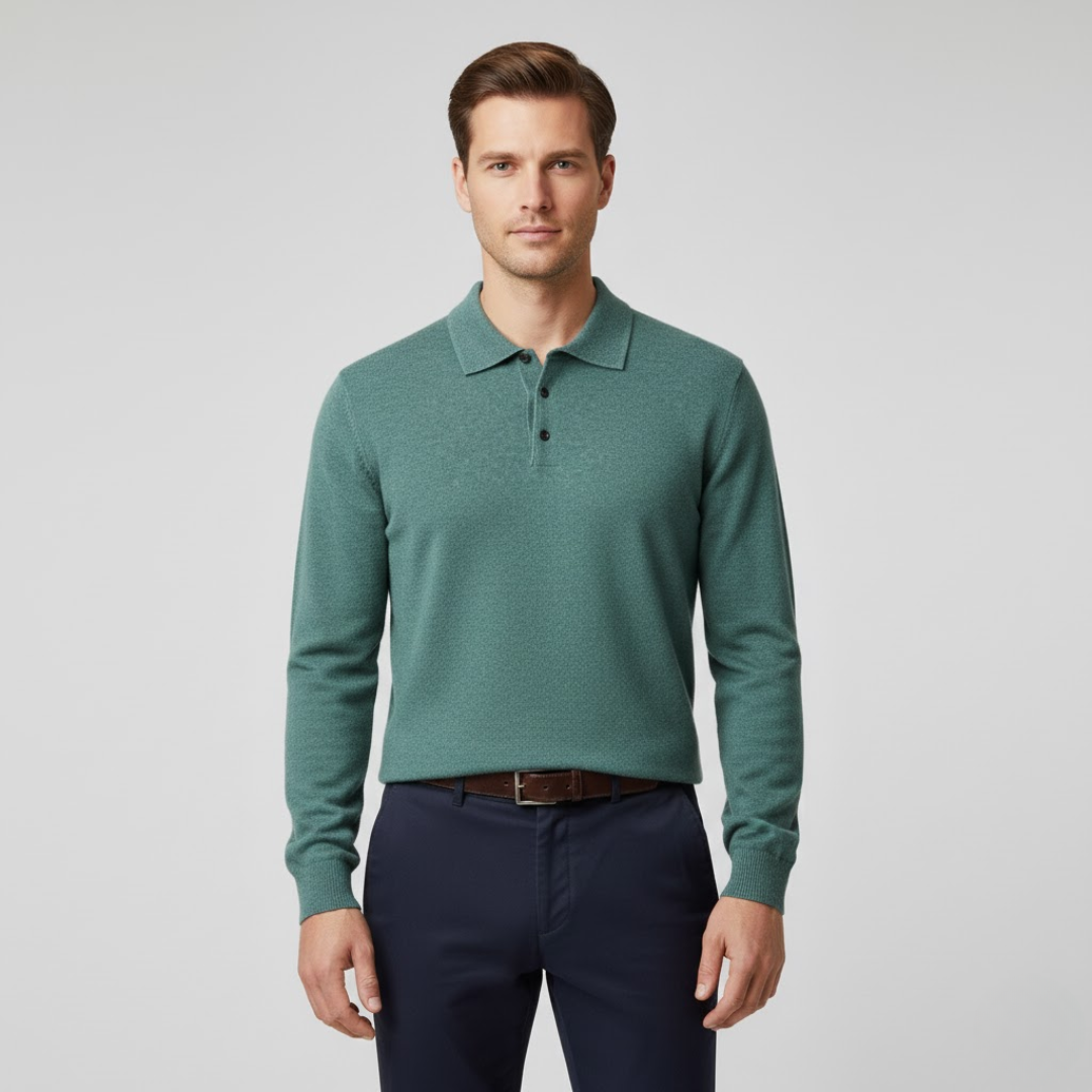 Herren Kaschmir Poloshirt Elegantes Design Beige