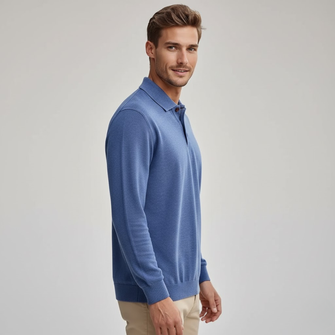 Herren Kaschmir Poloshirt Elegantes Design Beige