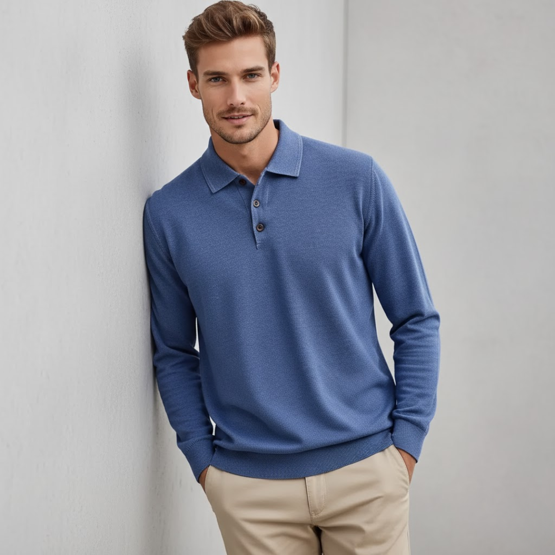 Herren Kaschmir Poloshirt Elegantes Design Beige