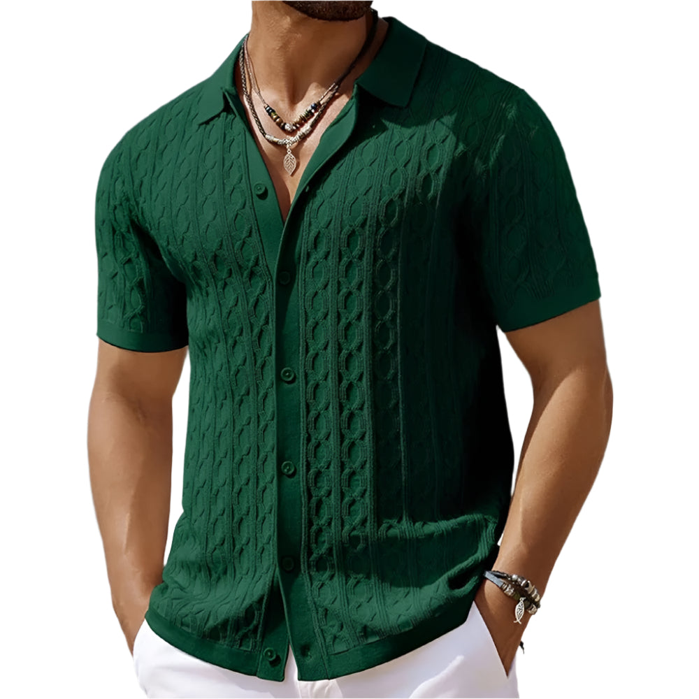 Reinhard Herren Polo-Shirt Strukturiert Knopfverschluss Weiß - Norvielle