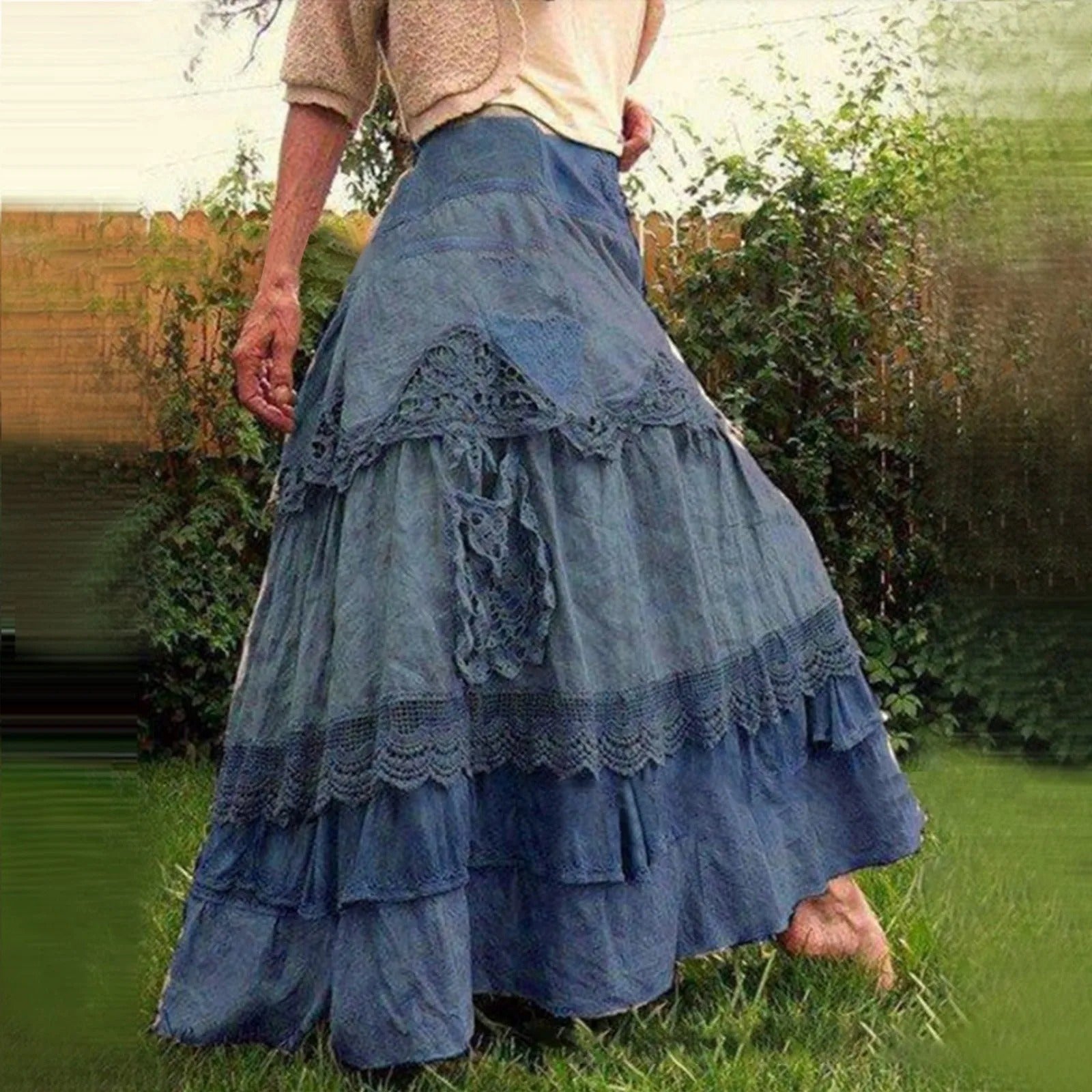 Damen Lange Spitze Schichten Boho-Rock - Norvielle