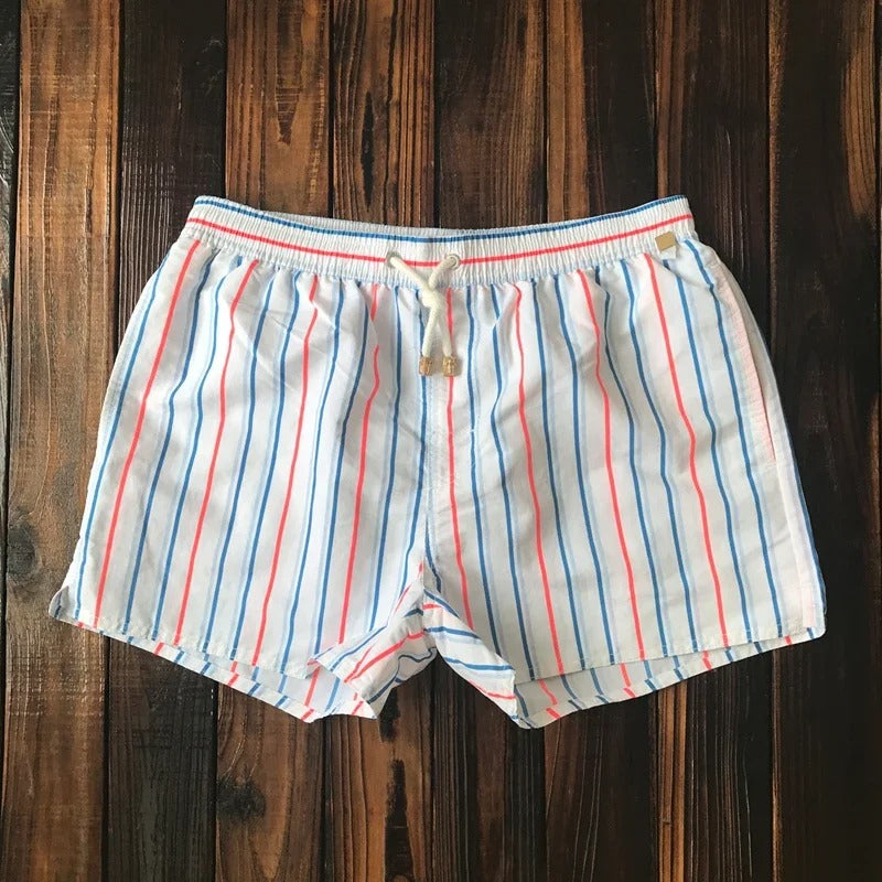Herren Badeshorts Streifen Baumwolle Bequem