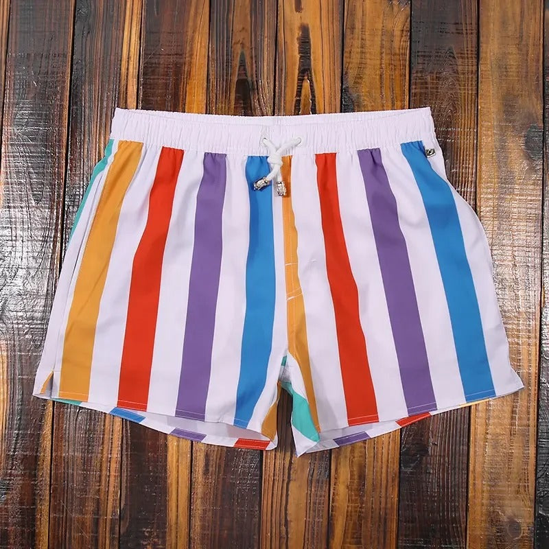Herren Badeshorts Streifen Baumwolle Bequem